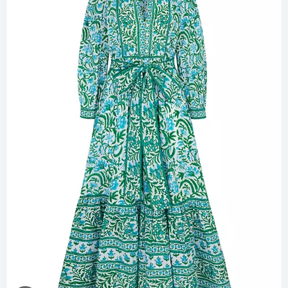 TUCKERNUCK PINK CITY PRINTS Elegant Green Floral Maxi Dress